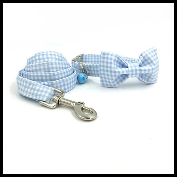 Baby Blue Collar, Bow Tie & Lead Set