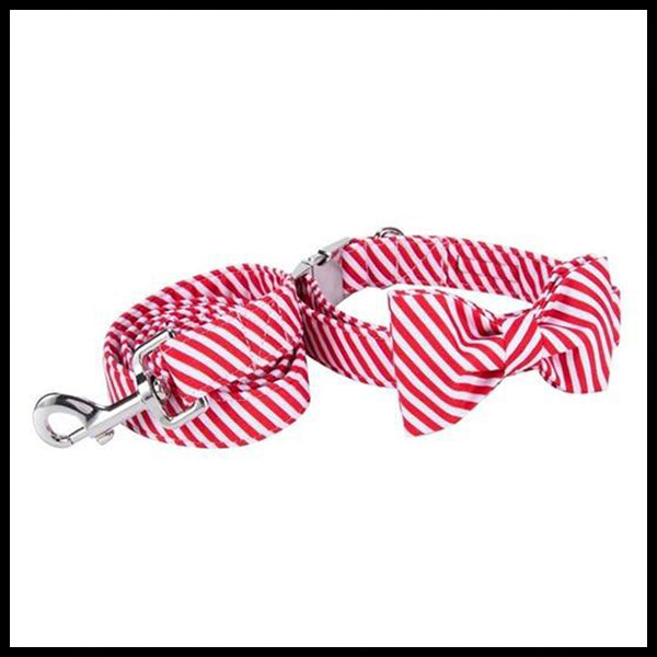 Candy Cane Collar, Bow Tie & Lead Set