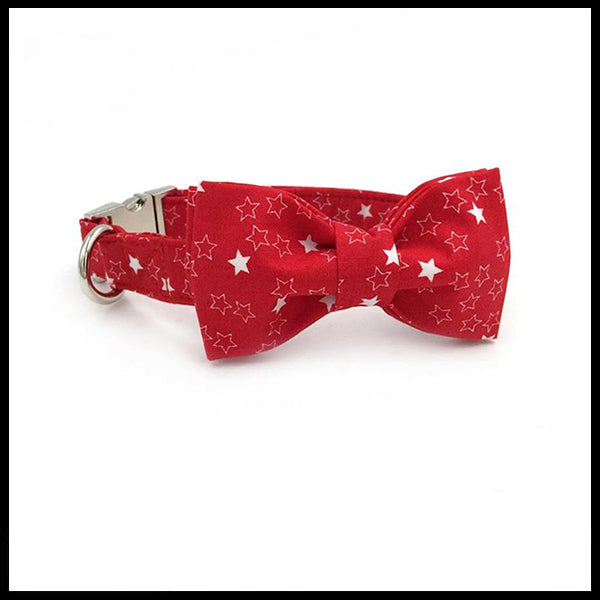 Crimson Stars Collar, Bow Tie & Lead Set