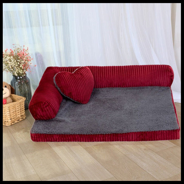 Dog Bed Sofa with Heart Pillow