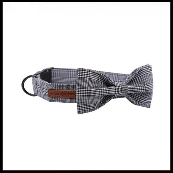 Grey Dapper Collar, Bow Tie & Lead Set