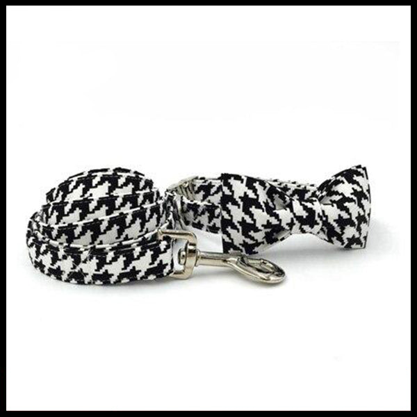 Houndstooth Collar, Bow Tie & Lead Set