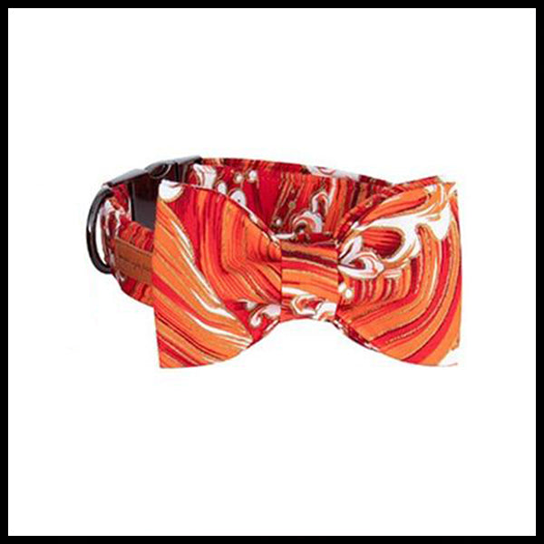 Orange Swirls Collar, Bow Tie & Lead Set