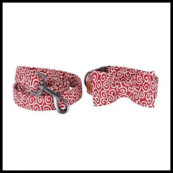 Swirly Redness Collar, Bow Tie & Lead Set
